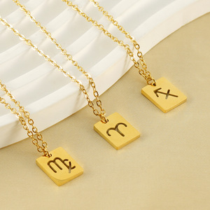 방수 스테인리스 스틸 12 별자리 참 펜던트 별자리 참 목걸이 여성 남성용 주얼리 신상품 - Product Image 1