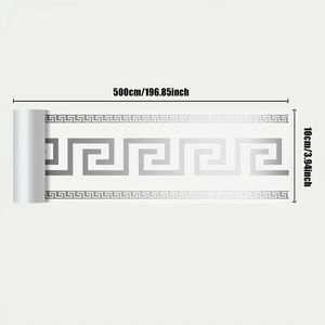 Autocollant mural en PVC pour plinthe de cuisine, design géométrique moderne à bandes argentées, type <span class=keywords><strong>carrelage</strong></span> - Product Image 4