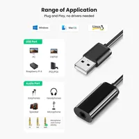 Adaptateur audio USB/Type-C vers jack stéréo 3,5 mm pour casque, carte son externe, convertisseur jack, contrôleur, casque, microphone