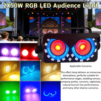 Projecteur LED COB DMX 200W (2x50W) à double faisceau avec anneau halo pour scène, DJ, bar, club, spectacle, studio - Prix usine
