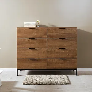 OEM ezilmiş elmas yatak odası dresser 8 çekmece siyah Dresser ahşap özelliği Modern makyaj dresser masa