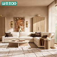 Ensemble de canapés de salon tendance, canapé d'intérieur, coussins en éponge écologiques, canapé en peluche, fabrication artisanale, bois durable, hôtel, villa
