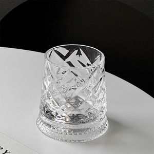 <span class=keywords><strong>Verre</strong></span> à whisky rotatif à 360° gravé de diamants en cristal de luxe, gobelet premium taillé à la main, base pivotante, verres à whisky - Product Image 6
