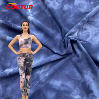 Tissu brossé double face hautement élastique, respirant, écologique, léger, à séchage rapide, en spandex/polyester, dégradé tie-dye, léger