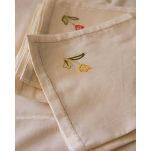 Linen Blend Tablecloth Colorful Flower Embroidery Wrinkle-Free Rectangular 12 <b>Napkins</b> for Hotels <b>Wedding</b> Banquets Free - Product Image 3