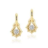 Parure de bijoux Gemnel Charm Huggie en argent 925 plaqué or 14 carats avec pendentif gourde en zircon cubique rond, collier chaîne Rolo et boucles d'oreilles créoles pour femme