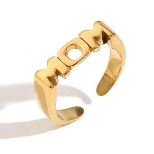 Anelli Apribili in Oro 18K con Micro Zirconi Stile Europeo-Americano, Regalo Festa della Mamma, Anelli Personalizzati in Acciaio Inossidabile con Scritta MOM per Donna - Product Image 1