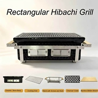 Table de barbecue Hibachi TOPQ, barbecue portable en céramique, grill japonais au charbon de bois pour la cuisine familiale, patio, jardin, extérieur