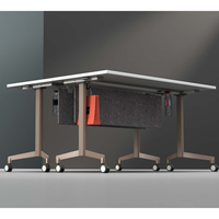 Bureau pliable en acier robuste et mobile avec roulettes verrouillables et tablette rabattable pour salles de conférence, salles de formation, table de réunion