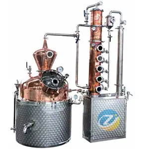 ZJ Home Distilling Equipment 200L 300L Copper Distillation Still with Pump Engine New Alcohol Distiller Beverage Processing