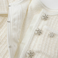 Nouvelle Collection Automne 2026 – Robe Courte en Maille à Manches Longues, Col Rond, Volants, Coupe Trapèze, Élégante pour Femme
