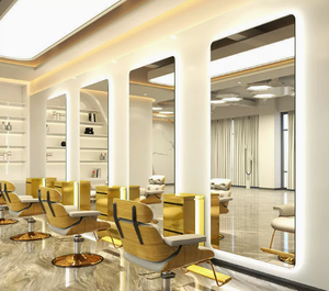 Length Gold Styling Salon Furniture Aluminium Beauty Led Makeup Salon Barber Hairdressing <b>Mirror</b> <b>With</b> Led <b>Light</b> - Product Image 6