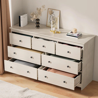 Nouvelle commode de chambre à coucher en bois multifonctionnelle à 7 tiroirs en acier inoxydable moderne et tendance