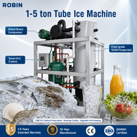 Machine à glace industrielle à tube de 2 tonnes, commandée par PLC, alimentée par moteur, monophasée 220V 60Hz, refroidie par eau, pour les cafés
