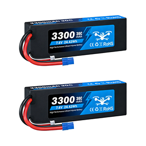 ハイエンドショートリポバッテリー 2s 7.4v 3300mAh/4200mAh/5200mAh/6500mAh/7000mAh 100C ハードケース バレットコネクター付き RCカー用 - Product Image 4