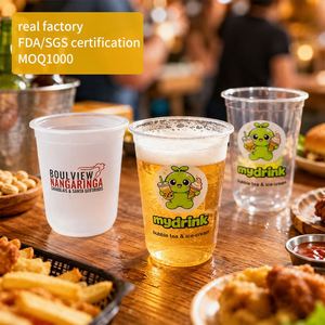 Vaso de Plástico Duro PP para Café, Postres y Bebidas para Llevar, 90 mm, 360 ml, Personalizado con Impresión, para Té de Burbujas, Yogur, Desechable, con Tapa Plana y Logotipo Personalizado - Product Image 1