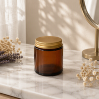 Bocaux en verre ambré avec couvercles pour crème pour les yeux et crème pour le visage, avec logo personnalisé, en aluminium, pour usage cosmétique, 8-16 oz