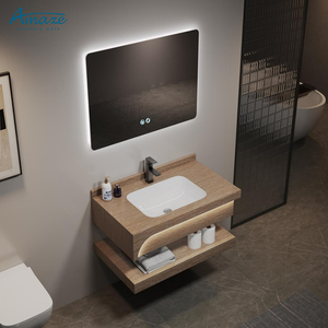Ensemble de meubles-lavabos de salle de bain de luxe modernes à double couche en ardoise, <span class=keywords><strong>avec</strong></span> éclairage LED intelligent et lavabo en marbre, à fixation murale - Product Image 6