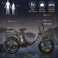 Bicicleta Eléctrica ChamRider, Gran Oferta, 20 Pulgadas, Plegable, Neumáticos Gruesos, 48v 50AH, Bicicleta Eléctrica para Reparto de Comida