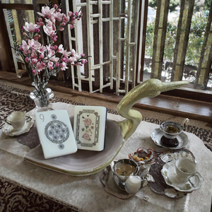 Nouvel ensemble de tuiles de mahjong de style chinois en résine nacrée, motif grue, phénix et fleur de prunier, coffret cadeau pour jeu à domicile - Product Image 3