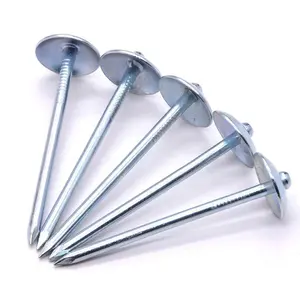 Galvanized Umbrella Large Head Ring Shank Roofing Nails Cap Nails BWG9X2.5"