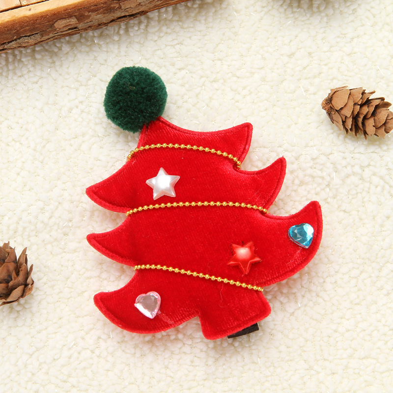 Velvet little tree hair clip red