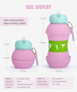 Bouteille d'eau pliable en silicone écologique pour enfants, style sport, avec couvercle, pour la consommation directe, idéale pour les voyages et les boissons - Product Image 2