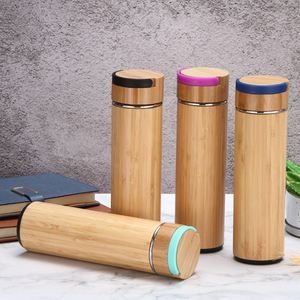 Eco-Friendly Thermos Vacuum Insulated Vaccum Stainless Steel Bamboo Thermal <b>Coffee</b> Tea Water <b>Flask</b> - Product Image 2
