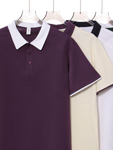 Polo de Algodón Fresco de 220 g/m² para Hombre y Mujer, Cuello en Contraste, Manga Corta, Estilo Japonés, Holgado, Informal, Unisex, Primavera-Verano - Product Image 4