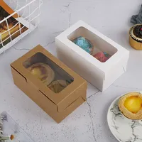 Boîte à biscuits personnalisée pour pâtisserie, boîte à dessert de qualité alimentaire avec couvercle rabattable, carton ivoire, pelliculage mat, boîte à biscuits carrée avec fenêtre