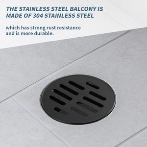 Grille de drain de sol noire en acier inoxydable de 4 pouces Antrader, lot unique, grille de remplacement pour drain de sol pour salle de bain et balcon - Product Image 3
