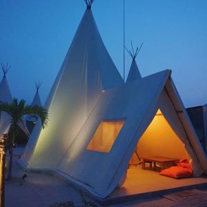Outdoor Large Tipi Tent <b>Canvas</b> Steel <b>Frame</b> Quick Opening Four Season Waterproof UV Resistance Wedding Party Use - Product Image 3