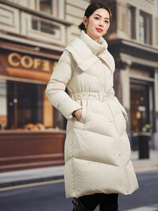 Blouson en duvet de canard blanc pour <span class=keywords><strong>femme</strong></span>, nouvelle collection 2025 - Design superposé tendance, <span class=keywords><strong>mi</strong></span>-long, haute capacité de gonflage - Product Image 2