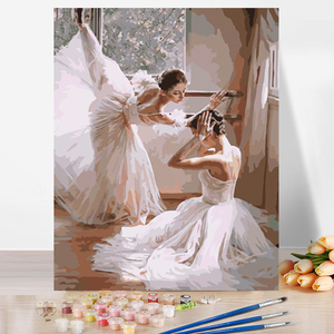 Kit de peinture à l'huile par numéros pour enfants adultes dessin peinture avec pinceaux DIY peinture par numéros fille <span class=keywords><strong>danseuse</strong></span> chaude - Product Image 1