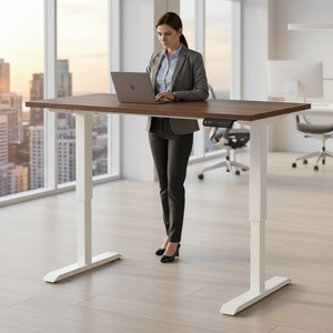 Base <span class=keywords><strong>de</strong></span> table <span class=keywords><strong>de</strong></span> bureau électrique robuste à moteur unique, réglable en hauteur, à colonne inversée à 2 niveaux - Product Image 1
