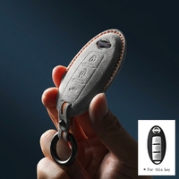 Housse de protection pour clé télécommande de voiture, support en daim à 3 boutons pour Nissan Bluebird Teana Kicks Tiida Qashqai