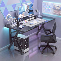 Bureau de jeu moderne ergonomique E-Sports pour PC Mobilier de bureau en bois durable avec porte-gobelet Plusieurs tailles pour bureau à domicile