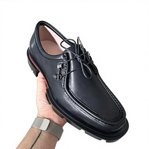Zapatos de Vestir Estilo Británico para Hombre, de Cuero Vacuno, Hechos a Mano, con Cordones, con Aumento de Altura, Diseño Sólido, para Primavera - Product Image 4