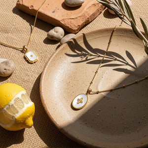 18K Gold Plated Stainless Steel White Shell Cross Pendant <strong>Necklace</strong> Vintage Star <strong>Medallion</strong> Gold Layered <strong>Necklace</strong> Choker Jewelry - Product Image 3