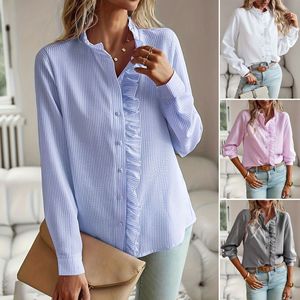 Cardigan Casual Autunnale Stile Europeo-Americano <span class=keywords><strong>a</strong></span> <span class=keywords><strong>Righe</strong></span> <span class=keywords><strong>e</strong></span> Quadri con Bordo Ondulato <span class=keywords><strong>e</strong></span> Maniche Lunghe <span class=keywords><strong>a</strong></span> Sbuffo da <span class=keywords><strong>Donna</strong></span> - Product Image 2