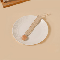 Attache-tétine en coton pour nouveau-né, tressée à la main, avec anneau de dentition en bois de hêtre, support de tétine, cadeaux de naissance, chaîne de tétine