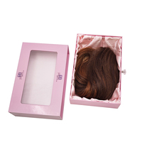 Boîte de rangement personnalisée pour extensions de cheveux avec fermeture à ruban, sacs d'emballage pour mèches de cheveux avec satin pour accessoires de perruques