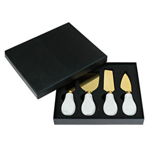 大理石ハンドルチーズスライサーカッターナイブセット4ピースギフトボックス梱包ステンレスチーズスプレッダーセット - Product Image 2
