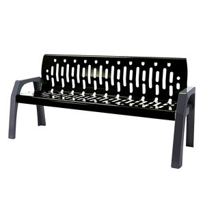 Banc extérieur public en acier inoxydable/aluminium, personnalisable, moderne, découpé CNC, avec dossier - Product Image 1