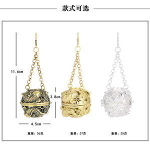 เครื่องหอมทองเหลืองโบราณทรงกลมกลวงมีกลิ่นหอมเครื่องหอมกำยานทรงกลมจี้ลูกบอลทองแดง - Product Image 6