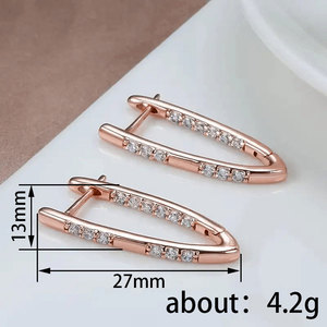 Orecchini a Cerchio in Tono Rosa per Donne, Design a Fila, Accessori per Orecchie per Uso Quotidiano - Product Image 4