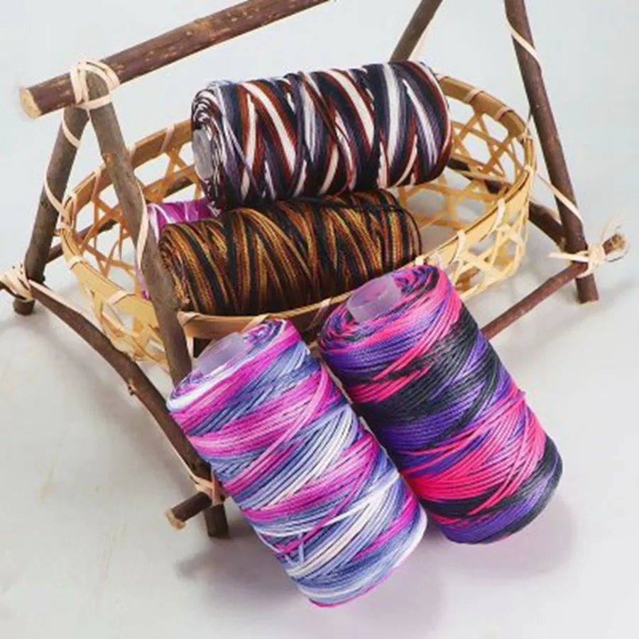 COOMAMUU New Summer Crochet Yarn 1.5mm Thin Ice Cotton Thread for Hand Knitting Bag Hat Shoes
