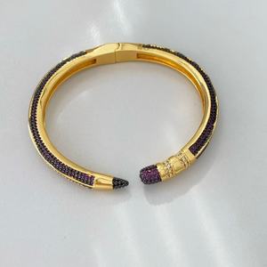 Creative Pencil Cuff <strong>Bangle</strong> for Women <strong>Copper</strong> 18K Gold Plated Colorful Cubic Zirconia Open Bracelet Unique Teacher Jewelry Gift - Product Image 3