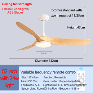 52 inch <span class=keywords><strong>3</strong></span> ABS hạt gỗ lưỡi DC sang trọng hiện đại điện trang trí phòng quạt trần với ánh sáng điều khiển từ xa người hâm mộ - Product Image 2