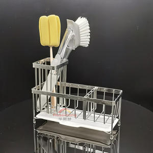 Panier à éponge de comptoir en acier inoxydable 304, support de rangement pour savon à vaisselle, égouttoir de cuisine résistant à l'eau, forme rectangulaire - Product Image 1